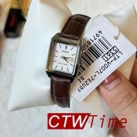ราคา Casio Standard นาฬิกาข้อมือผู้หญิง สายหนัง รุ่น LTP V007L 7E2UDF หน้าขาวขอบทอง (8878616)