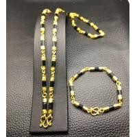 ราคา ชุดสร้อยคอ ข้อมือสีทองลายโกเมนเม็ดนิลดำ ใหญ่ งานปราณีตสวยมาก ยาว 24 นิ้ว สวมหัวได้ N0190 N1363 (3860298263)