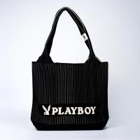ราคา Playboy รุ่น Woven Tote bag กระเป๋าผ้าไหมพรม รหัส ST BS254PB138 ดีไซน์ทรงTote bag ทอลายโลโก้ ลายริ้วทั้งใบ มี 3 สี Blac (24995991924)