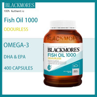 ราคา Blackmores Odourless FISH OIL 1000mg natural source of omega 3 400 capsules ต้านการอักเสบ แบล็คมอร์ส โอเมก้า3 น้ำมันปลา จากออสเตรเลีย 400 แคปซูล (24832290095)
