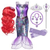 ราคา ZZOOI Disney Girl Princess Little Mermaid Ariel Dress Kids Cosplay Costume Children Carnival Birthday Party Clothes Summer Dress Girls (22680167655)