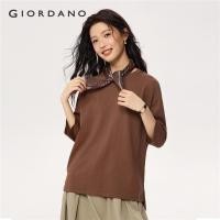 ราคา GIORDANO Women T Shirts 100 Cotton High Low Hem Soft Tee Crewneck 3 4 Sleeve Simple Basic Fashion Casual Tshirts 05325790 (24738284775)