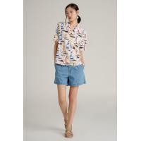 ราคา Mc jeans เสื้อเชิ้ตผู้หญิง เสื้อฮาวายแขนสั้น สีครีมอ่อน MWSZ265 (23812068349)