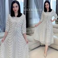 ราคา ชุดเดรสออกงานปักเลื่อม M 4XL เดรสกลิตเตอร์ ชุดราตรียาว เดรสปักเลื่อม ชุดไปงาน ชุดออกงาน ชุดเพื่อนเจ้าสาว เดรสสาวอวบ อ้วน ชุดราตรีสาวอวบ THE CLASSIC (23407564028)