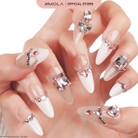 ราคา รับประกันตลอดชีพ BD 006 AMOLA BLOOMING DIAMOND เล็บแปะสำเร็จรูป Handmade 100 แถมฟรีเซ็ทติดเล็บ พร้อมกาว3M (22938239535)