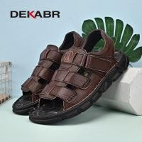 ราคา DEKABR รองเท้าแตะผู้ชายใหม่ฤดูร้อนระบายอากาศได้รองเท้าแตะรองเท้าหนังแท้สำหรับช่วงฤดูร้อนแนวโน้มแฟชั่นรองเท้าแตะชายหาด (19551598259)