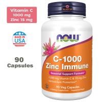 ราคา วิตามินซี ซิงค์ NOW Foods C 1000 Zinc Immune Vitamin C 1000 mg Zinc 15 mg 90 Veg Capsules (22873582542)