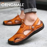 ราคา ORNGMALL รองเท้าแตะรัดส้นชายรองเท้าผู้ชายหนังรองเท้าใส่ในบ้านแฟชั่นรองเท้าแตะโรมันแบบคลาสสิกรองเท้าผ้าใบชายหาดรองเท้าแตะใส่เดินกันน้ำ38 48 (18605521670)