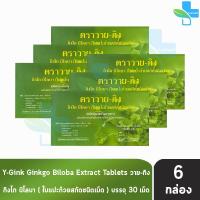 ราคา Y Gink Ginkgo Biloba วาย กิง กิงโก บิโลบา ใบแป๊ะก๊วยสกัด 30 เม็ด 6 กล่อง G0042 801 (19605772745)
