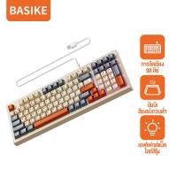 ราคา คีย์บอร์ดเกมมิ่ง BASIKE Mechanical Feel USB Type C แบบมีสาย 98Keycaps คีย์บอร์ดภาษาไทยที่พิมพ์ได้เงียบตามหลักสรีรศาสตร์พร้อมไฟแบ็คไลท์ RGB (24593835201)