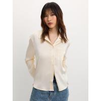 ราคา Pomelo เสื้อเชิ้ตซาตินปักลายโลโก้ Embroidered Satin Shirt (24659732278)