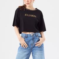 ราคา f fashion เสื้อนิตทรงครอป ผู้หญิง สีดำ Cropped Knit Top 06525 (24234564743)