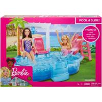 ราคา Barbie Glam Pool and Slide สระว่ายน้ำของตุ๊กตาบาร์บี้และสไลเดอร์พร้อมเก้าอี้ โคมไฟระย้า และน้ำสมูทตี้ ของแท้ (17533157084)