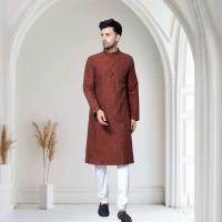 ราคา พร้อมส่ง Men Kurta เคอร์ตา สีแดงอิฐ ชุดผู้ชายอินเดีย สไตล์เรียบ หรู เสื้อเคอร์ตาเท่านั้น ไม่มีกางเกง Only Kurta no pajama (23549415098)
