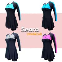ราคา ชุดว่ายน้ำหญิงวันพีช Seara แขนยาว ขาสั้น มีซิบสวมใส่สบาย Size M L XL XXL 3XLสีพื้นดำ แถบสี ฟ้า น้ำเงิน เทา ชมพู ป้องกันUV (2578130309)