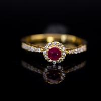 ราคา แหวนพลอยทับทิม Natural Ruby สีชมพูแดงสวยมาก จากประเทศโมซัมบิก ตัวเรือนCopper ผสมเงิน ชุบทอง ไซส์นิ้ว 55 หรือเบอร์ 7 US (24793376027)