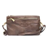 ราคา Chinatown Leather กระเป๋าสะพายหนังแท้สะพายไหล่ซิปทองคล้องมือช่องหน้า สีน้ำตาล (631516941)