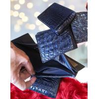 ราคา กระเป๋าหนังจระเข้ สีดำ สองพับสั้น หนังจระเข้แท้ เป็นหนังส่วนท้อง (24271381185)