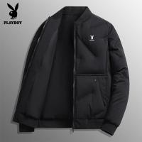 ราคา เสื้อโค้ทคอปกเบสบอลของผู้ชายโค้ตขนเป็ดเพลย์บอยฤดูหนาวสีทึบหนาอบอุ่น (24533772757)