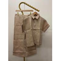 ราคา ชุดเซ็ท เสื้อ กางเกง ผ้าลินินแท้ เสื้อคอปก แขนในตัว กางเกงแปดส่วน ทรงตรง ซิปข้าง ยางยืดหลัง สีพื้น (24958968371)