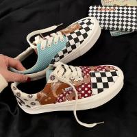 ราคา รองเท้าผ้าใบลายสก็อตผู้หญิง 2025 รองเท้าผ้าใบผูกเชือกสไตล์เกาหลี รองเท้าผ้าใบผู้หญิง รองเท้าผ้าใบผู้ชาย รองเท้าผ้าใบผู้หญิง (21100744561)