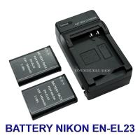 ราคา Saving Set 2 1 EN EL23 ENEL23 แบตเตอรี่และแท่นชาร์จสำหรับกล้องนิคอน Battery and Charger For Nikon Coolpix P600P610B700P900S810c BY KONDEEKIKKU SHOP (4370732501)