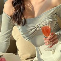 ราคา Baddieboo Celia Bodysuit Limited Color บอดี้สูทปาดไหล่แขนยาวตกแต่งด้วยกระดุมเพชรตรงหน้าอก (18793688813)