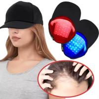 ราคา หมวกปลูกผมแฟชั่นใหม่มีไฟ LED ไฟแดงน้ำเงินดูแลเส้นผมหมวกแบบพกพาเติบโตขึ้นรักษาด้วยรังสีอินฟราเรด (24380777447)