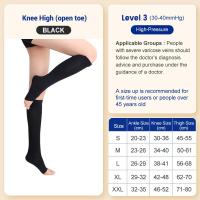ราคา Cofoe 1 Pair Thigh Calf Compression Socks Stocking Terapi Kaki Level 3 Varicose Sock 30 40 mmHg Pressure Open Toe Leggings Compression Stockings for Men Women Anti varicose Veins Eliminate Edema (2235