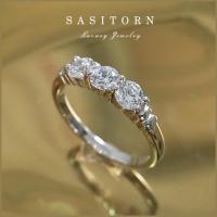 ราคา Sasitorn Jewelry แหวนเพชร เรียง 3เม็ด เพชรเกรดดีที่สุดงานเทียบเพชรแท้ น่ารักใส่ติดนิ้ว ให้เป็นของขวัญ เงินแท้ชุบทองคำขาว ST099 (17001350098)