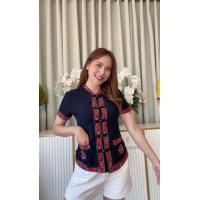 ราคา เสื้อภูไทแขนสั้นหญิงสีกรมท่า (22582417950)