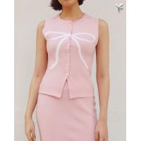 ราคา CUPPA RIBBON Vest Top 3 สี เสื้อแขนกุดไหมพรม ทอลายโบว์ ผ่าหน้า มีกระดุม เนื้อผ้านุ่ม ใส่สบาย (23317623806)