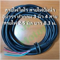 ราคา สายปั๊มน้ำ สายไดโว่ 3นิ้ว 4สาย อีบาร่า ยาว 8 3 ม สาย 2 5 มิล หัวกลม 380V สายไฟปั๊มน้ำอีบาร่า สายไฟไดโว่ Daivo (5201934388)