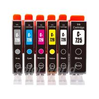 ราคา หมึกเทียบเท่า ทุกสี 1 ชุด 6ตลับ สำหรับ PGI 725 CLI 726 ink cartridge for Canon PIXMA IP4870 IP4970 IX6560 MX886 MX897 MG5370 (7670489538)