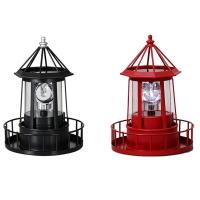 ราคา Q1GL Tech LED Solar Powered Lighthouse 360 Degree Rotating Lamp Courtyard Decoration Waterproof Garden Towers Statue Lights (24960875371)