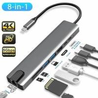 ราคา 8 In 1 USB Type C Hub Hdmi Rj45 Lan Adapter For Macbook Pro Thunderbolt 3 USB C To Gigabit Ethernet Adapter (3823374163)