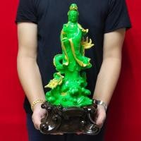 ราคา เจ้าแม่กวนอิม สีทอง สีเขียวหยก พระมหาโพธิสัตว์ ปางประทานพร ประทับบนมังกร สูง45ซม องค์ใหญ่มาก ปลุกเสกจากวัดมังกร งานสวยพรีเมี่ยม (9619919255)