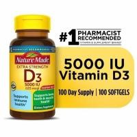 ราคา Nature Made Extra Strength Vitamin D3 5000 IU 125 mcg 100 Softgels (22986250194)