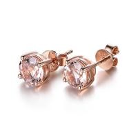 ราคา ต่างหูนากประดับพลอยเพทายแท้สีแชมเปญรูปกลมขนาดข้างละ1กะรัต (19405627340)