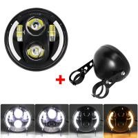 ราคา Lampu depan LED มอเตอร์ไซค์ขนาด5 75นิ้วพร้อมที่อยู่อาศัยหลอดไฟหน้าทรงกลมอเนกประสงค์สำหรับ Harley Sportster Cafe Racer CB400ฮอนด้า (22935618798)