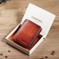 ราคา หนังวัวแท้ จัดส่งฟรี กล่องของขวัญสวยงาม CHANPINCL กระเป๋าสตางค์ ใบสั้น หนังวัวแท้ แบบสามพับ แนวนอน แฟชั่นสําหรับผู้ชาย (23509705539)