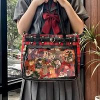 ราคา Halloween Women Fashion Checkered Retro Pattern Ita Bag Cute Girl Transparent Large Capacity Tote Bag New Shoulder Bag DIY Display Handbagchristmas (24576479621)