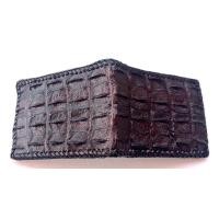 ราคา กระเป๋าสตางค์ถักขอบหนังจระเข้แท้ ส่วนกระดูก สีน้ำตาล (23797631410)