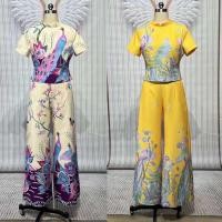 ราคา S 4XL ชุดผ้าปาเต๊ะ ชุดเซ็ท 2 ชิ้น เสื้อ กางเกง ชุดออกงาน ลายดอกไม้ สีเหลืองงามสง่า (22900779695)