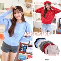 ราคา Acasey เสื้อแขนยาวผู้หญิง เสื้อคาดิแกนลายจุด ไหมพรม แต่งอะไหล่เล็กๆ T976 (24716214429)