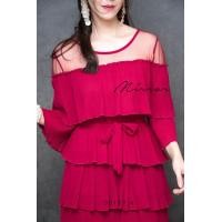 ราคา แม็กซี่เดรสแต่งระบายเลเยอร์7ชั้น อัดพลีททั้งตัวจัดเต็ม (22949209436)