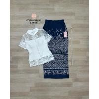 ราคา พร้อมส่ง ชุดเซทผ้าไทย ชุดไทย ใส่ทำบุญ Set เสื้อ กระโปรง ผ้าถุงสำเร็จรูป (24402097133)