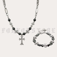ราคา Chrome Hearts สร้อยข้อมือโครมฮาร์ท Korea Style สร้อยข้อมือลูกปัดเกาหลี งานมุกสะท้อนแสง (23787670187)
