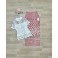 ราคา พร้อมส่ง ชุดเซทผ้าไทย ชุดไทย ใส่ทำบุญ Set เสื้อ กระโปรง ผ้าถุงสำเร็จรูป (24402097129)