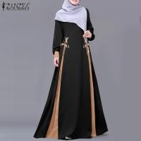 ราคา HijabFab ZANZEA มุสลิมผู้หญิงมุสลิมงานเย็บปะแฟชั่นชุดเดรสมุสลิม O คอยาวแขนเสื้อซันเดรสยาวแม็กซี่ 0317 (24178523280)